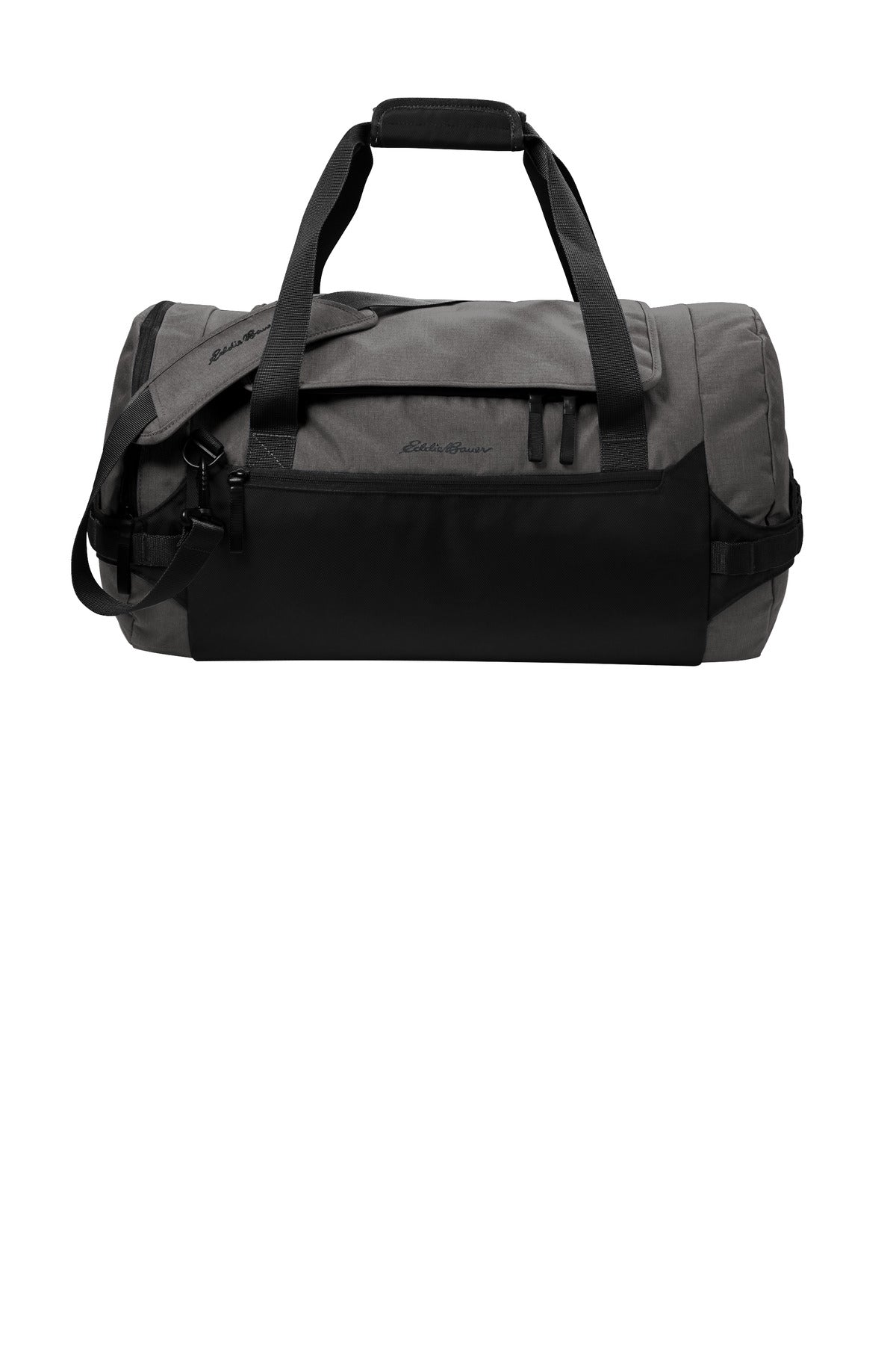 Front View of GStHtr/Blk Eddie Bauer Tour Duffel EB905