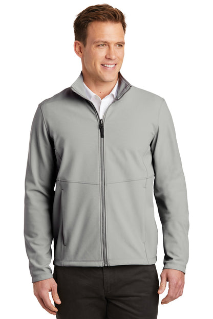 Front View of Gusty Grey Port Authority Collective Soft Shell Jacket. J901
