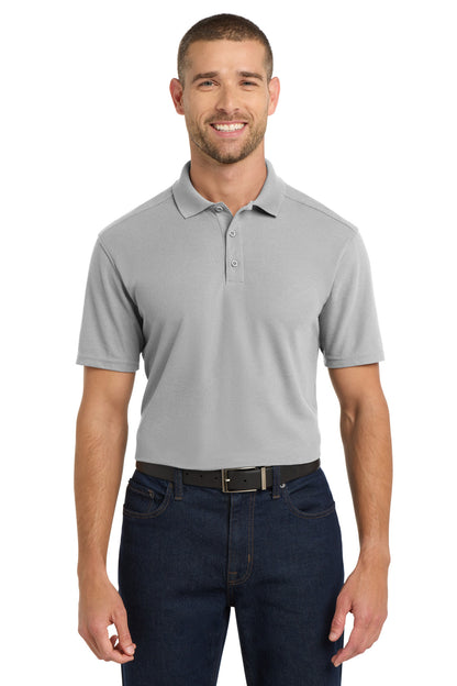 Front View of Gusty Grey Port Authority EZPerformance Pique Polo. K600