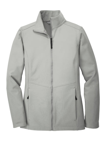 Front View of Gusty Grey Port Authority Women's Collective Soft Shell Jacket. L901