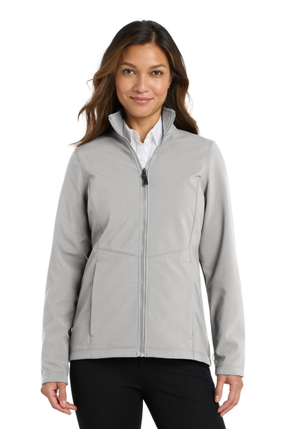 Front View of Gusty Grey Port Authority Women's Collective Soft Shell Jacket. L901