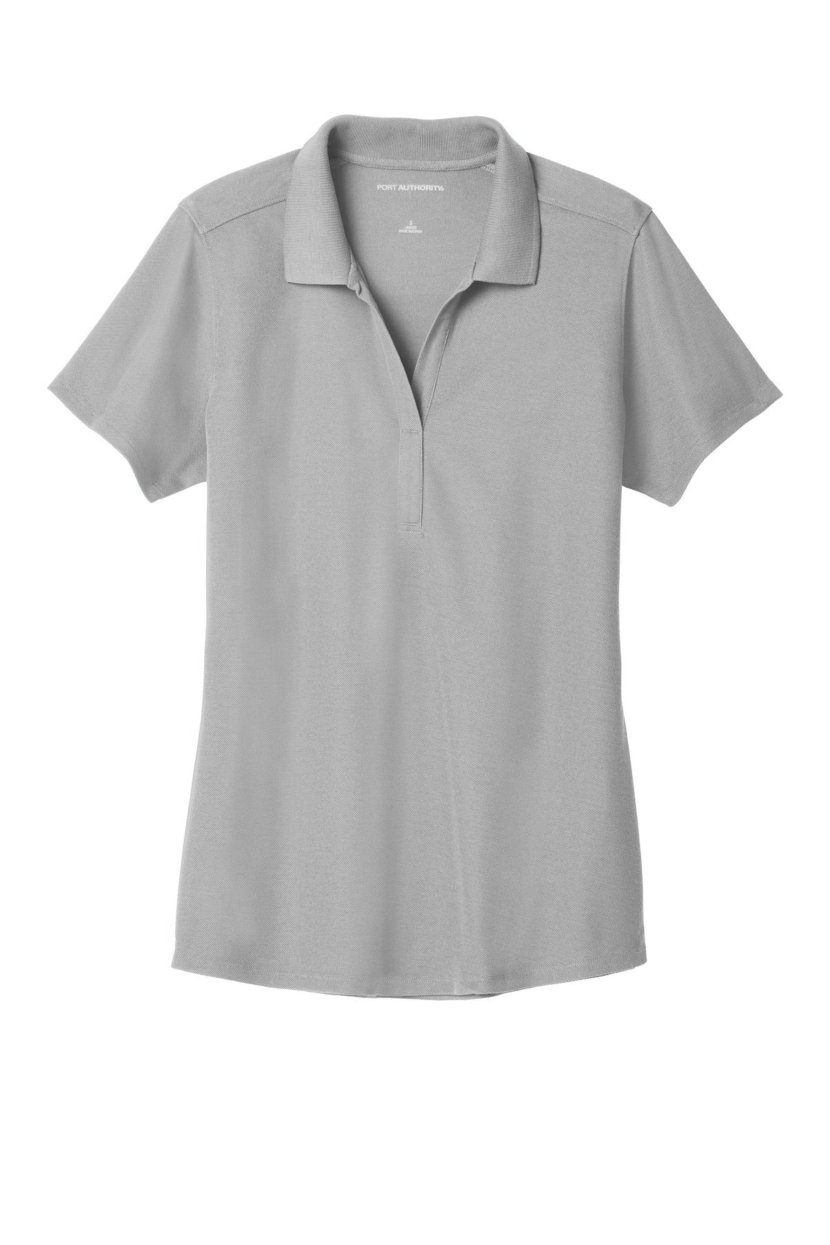 Front View of Gusty Grey Port Authority Women's EZPerformance Pique Polo. LK600