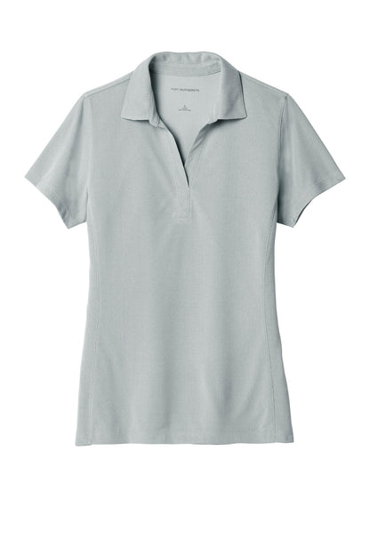 Front View of Gusty Grey Port Authority Women's Poly Oxford Pique Polo. LK582