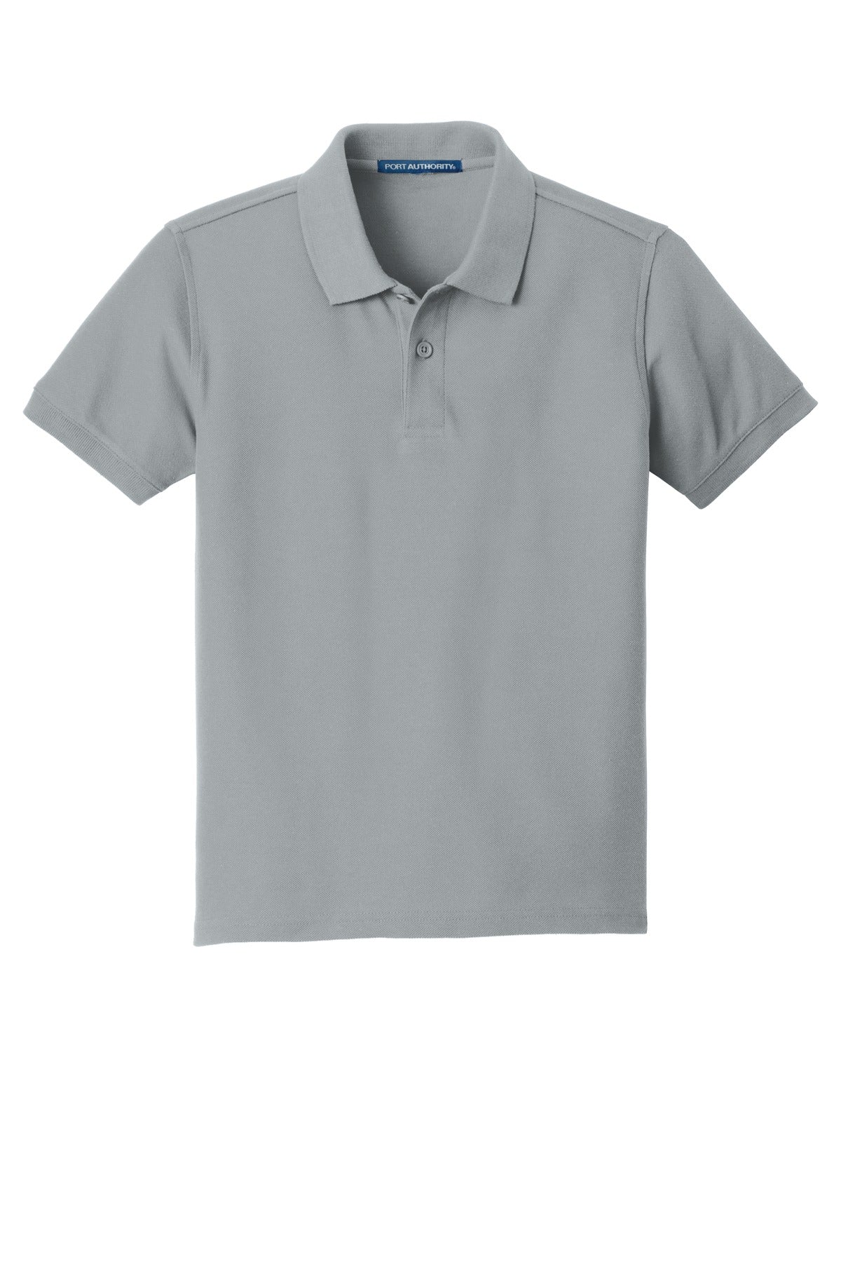 Front View of Gusty Grey Port Authority Youth Core Classic Pique Polo. Y100