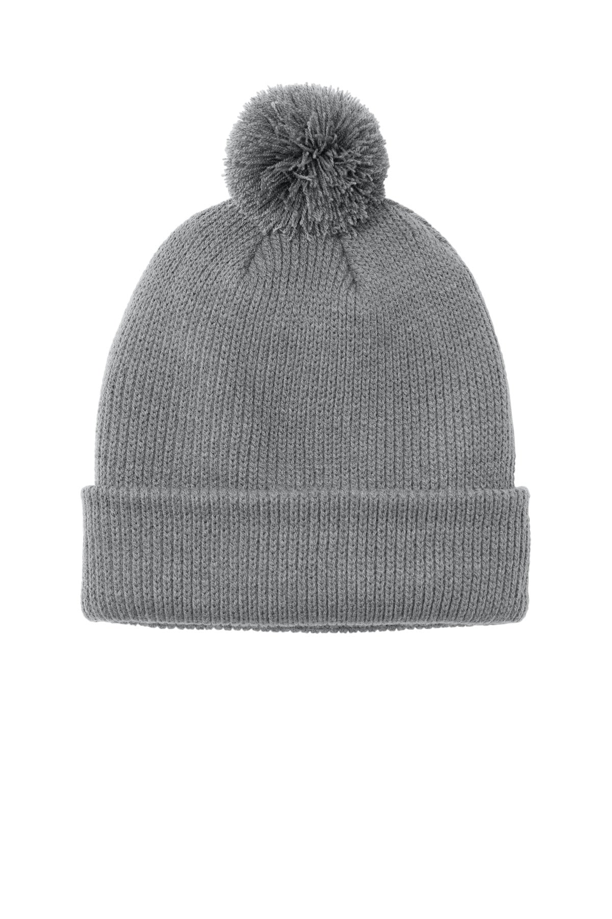 Front View of GustyGrey Port Authority Cozy Pom Beanie C978