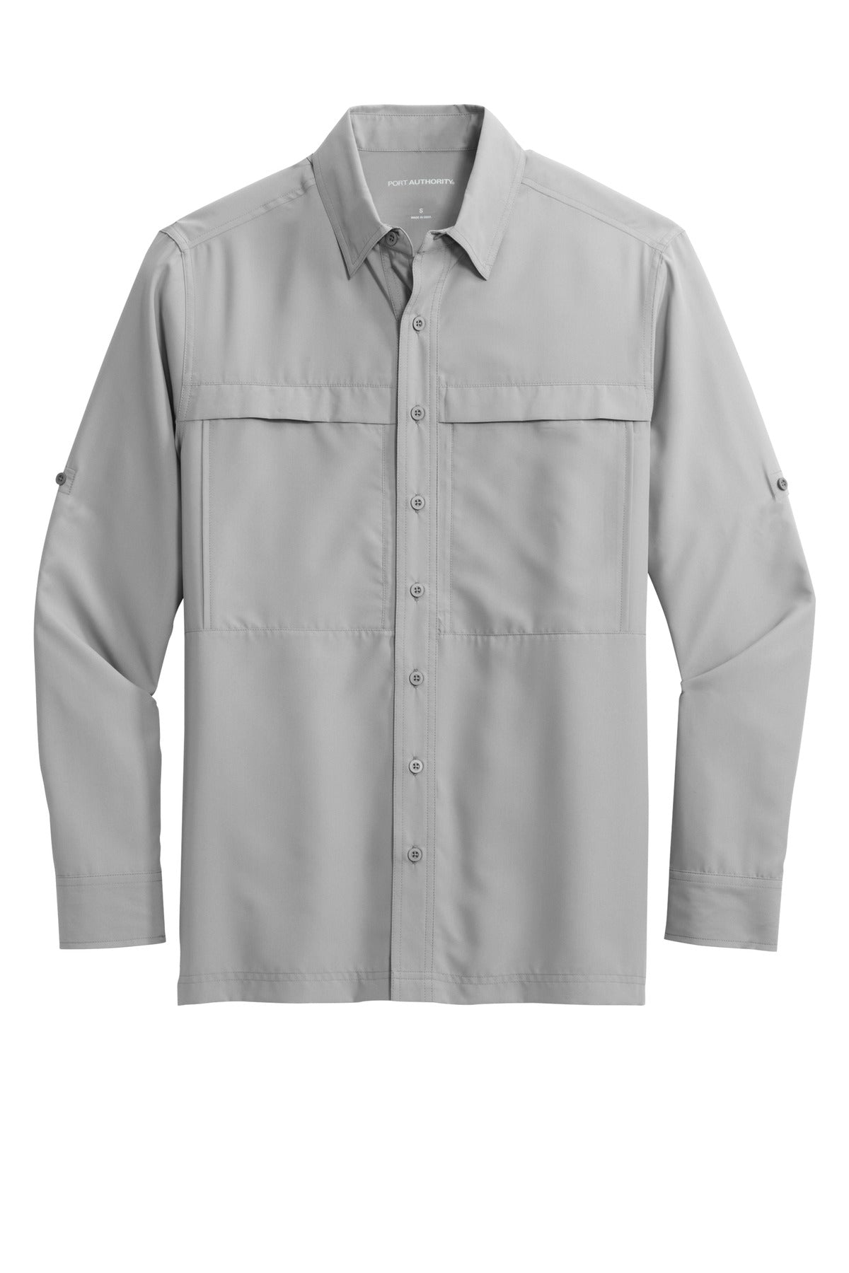 Front View of GustyGrey Port Authority Long Sleeve UV Daybreak Shirt W960