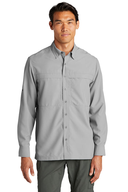 Front View of GustyGrey Port Authority Long Sleeve UV Daybreak Shirt W960