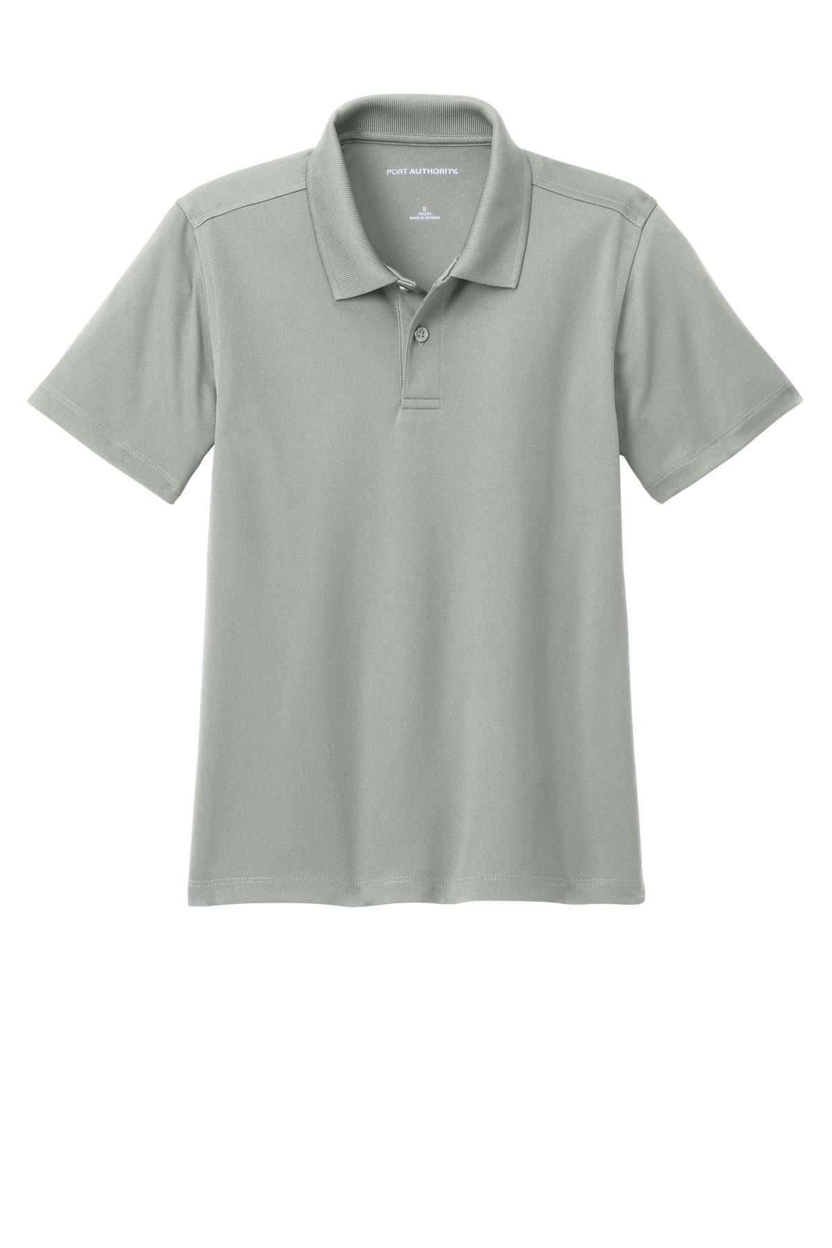 Front View of GustyGrey Port Authority Youth Dry Zone UV Micro-Mesh Polo Y110