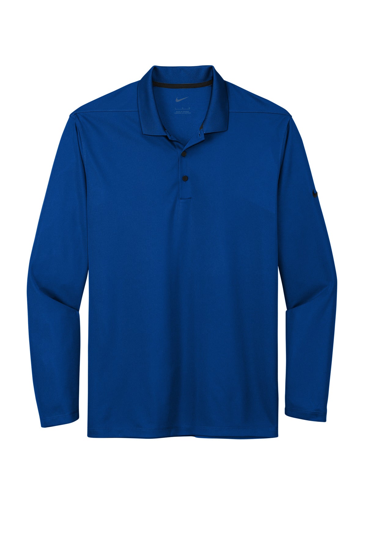 Front View of GymBlue Nike Dri-FIT Micro Pique 2.0 Long Sleeve Polo NKDC2104