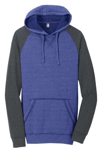 Front View of H Dp Ryl/H Cha District Young Mens Lightweight Fleece Raglan Hoodie. DT196