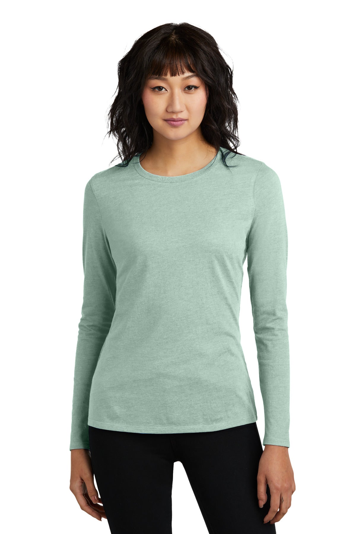 Front View of HdDstySage District Women's Perfect Blend CVC Long Sleeve Tee DT110
