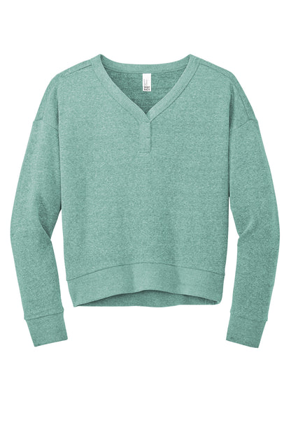 Front View of HdEuclpsBl District Women's Perfect Tri Fleece V-Neck Sweatshirt DT1312