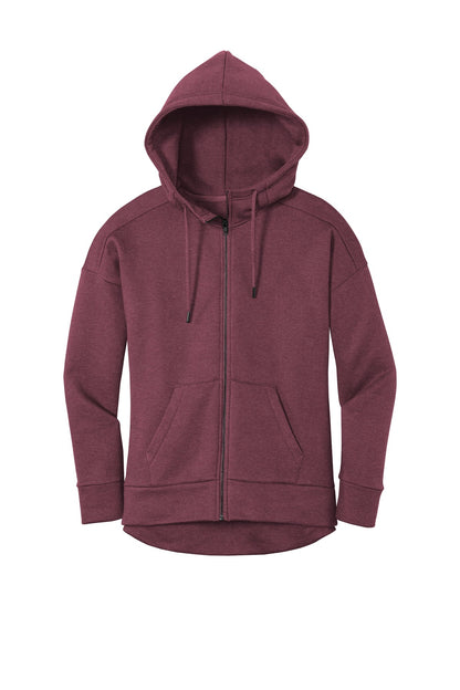 Front View of He Loganberry District Women's Perfect Weight Fleece Drop Shoulder Full-Zip Hoodie DT1104