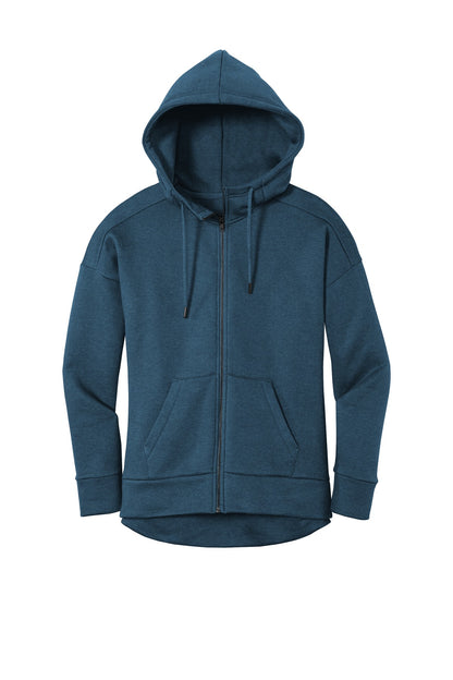 Front View of He Poseidon Bl District Women's Perfect Weight Fleece Drop Shoulder Full-Zip Hoodie DT1104