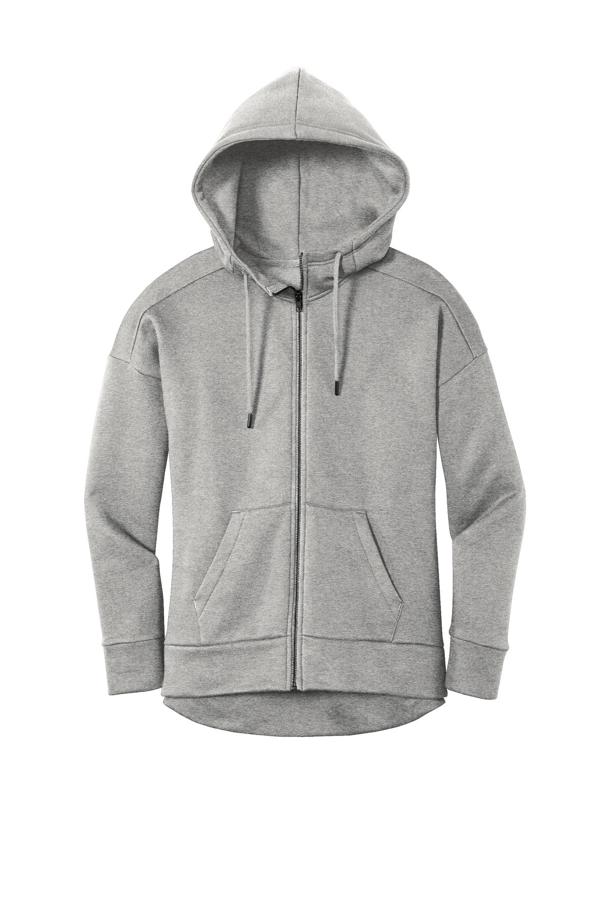 Front View of He Steel District Women's Perfect Weight Fleece Drop Shoulder Full-Zip Hoodie DT1104