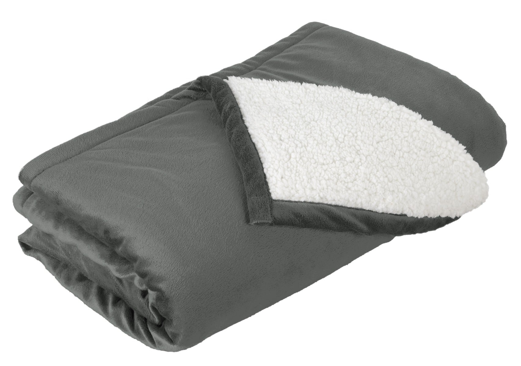 Front View of Hearth Grey Port Authority Mountain Lodge Blanket. BP40