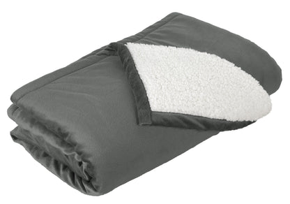 Front View of Hearth Grey Port Authority Mountain Lodge Blanket. BP40