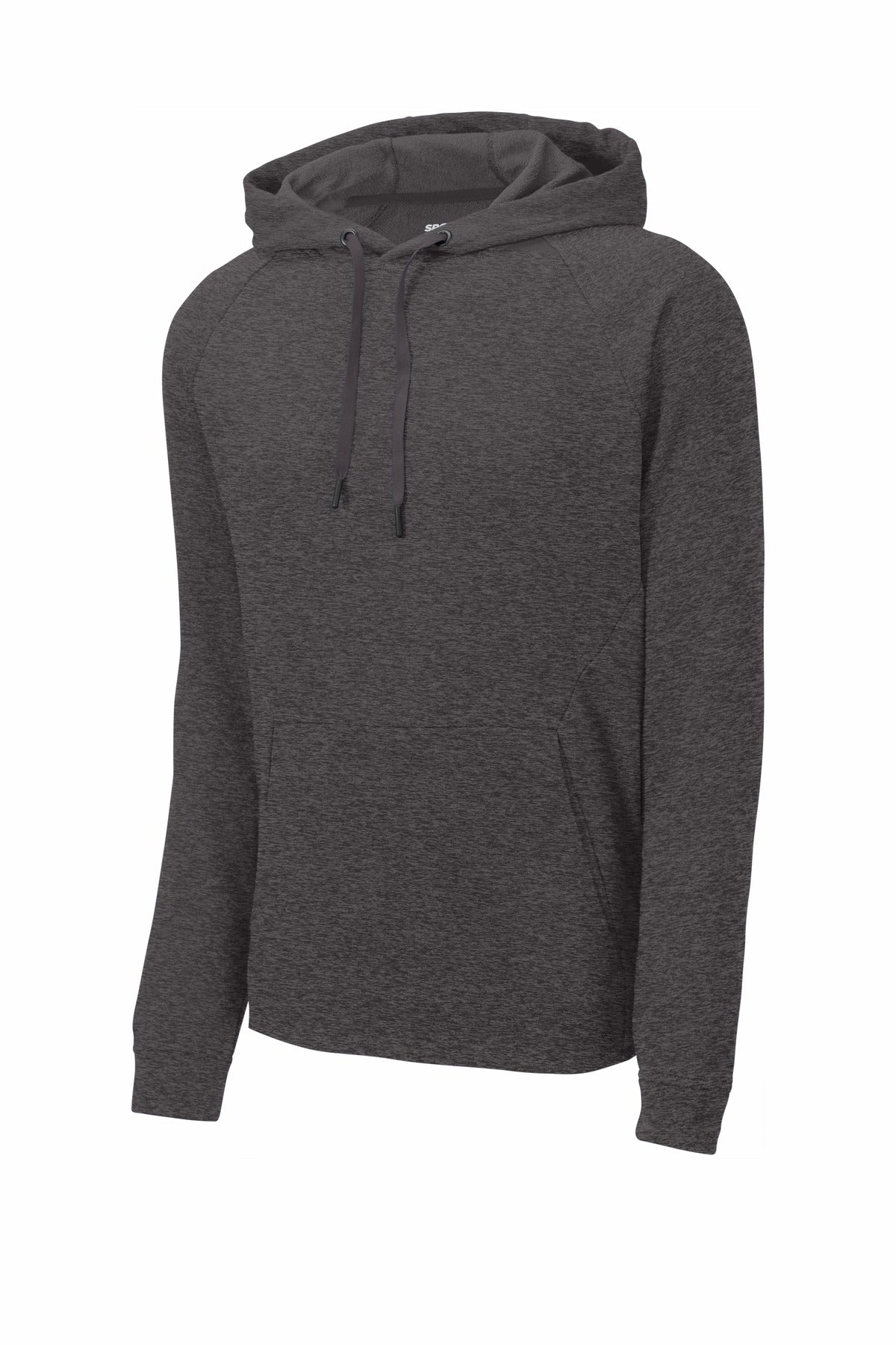 Front View of Heather Black Sport-Tek Lightweight French Terry Pullover Hoodie. ST272