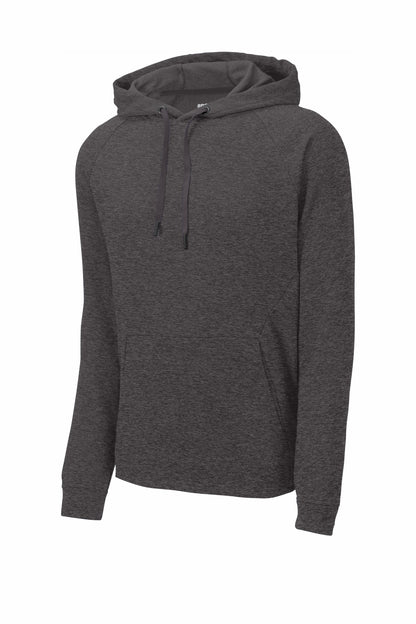 Front View of Heather Black Sport-Tek Lightweight French Terry Pullover Hoodie. ST272
