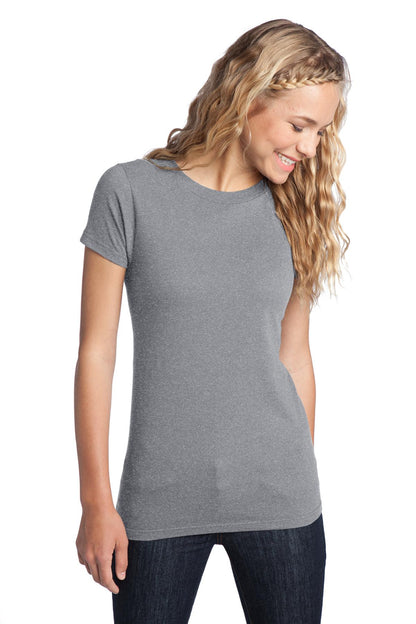 Front View of Heather Grey District Women's Fitted The Concert Tee DT5001