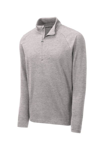 Front View of Heather Grey Sport-Tek Lightweight French Terry 1/4-Zip Pullover. ST273