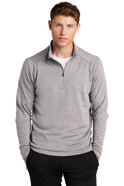 Front View of Heather Grey Sport-Tek Lightweight French Terry 1/4-Zip Pullover. ST273