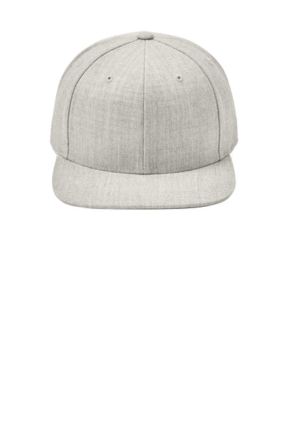 Front View of Heather Grey Sport-Tek YP Classics Flat Bill Snapback Cap. STC19