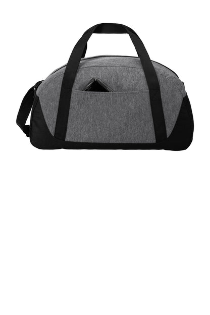Front View of Heather Gry/Bk Port Authority Access Dome Duffel. BG818