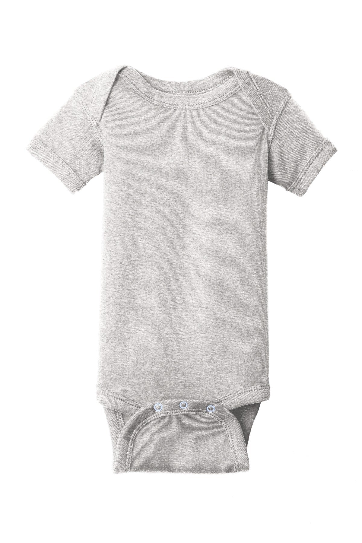 Front View of Heather Rabbit Skins Infant Short Sleeve Baby Rib Bodysuit. RS4400