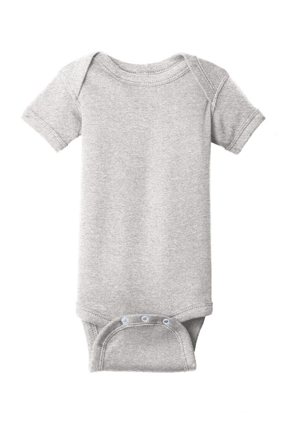 Front View of Heather Rabbit Skins Infant Short Sleeve Baby Rib Bodysuit. RS4400
