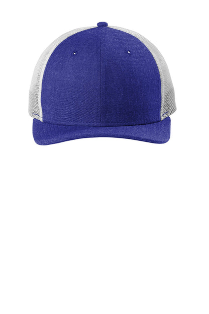 Front View of Heather Roy/Wh New Era Snapback Low Profile Trucker Cap NE207