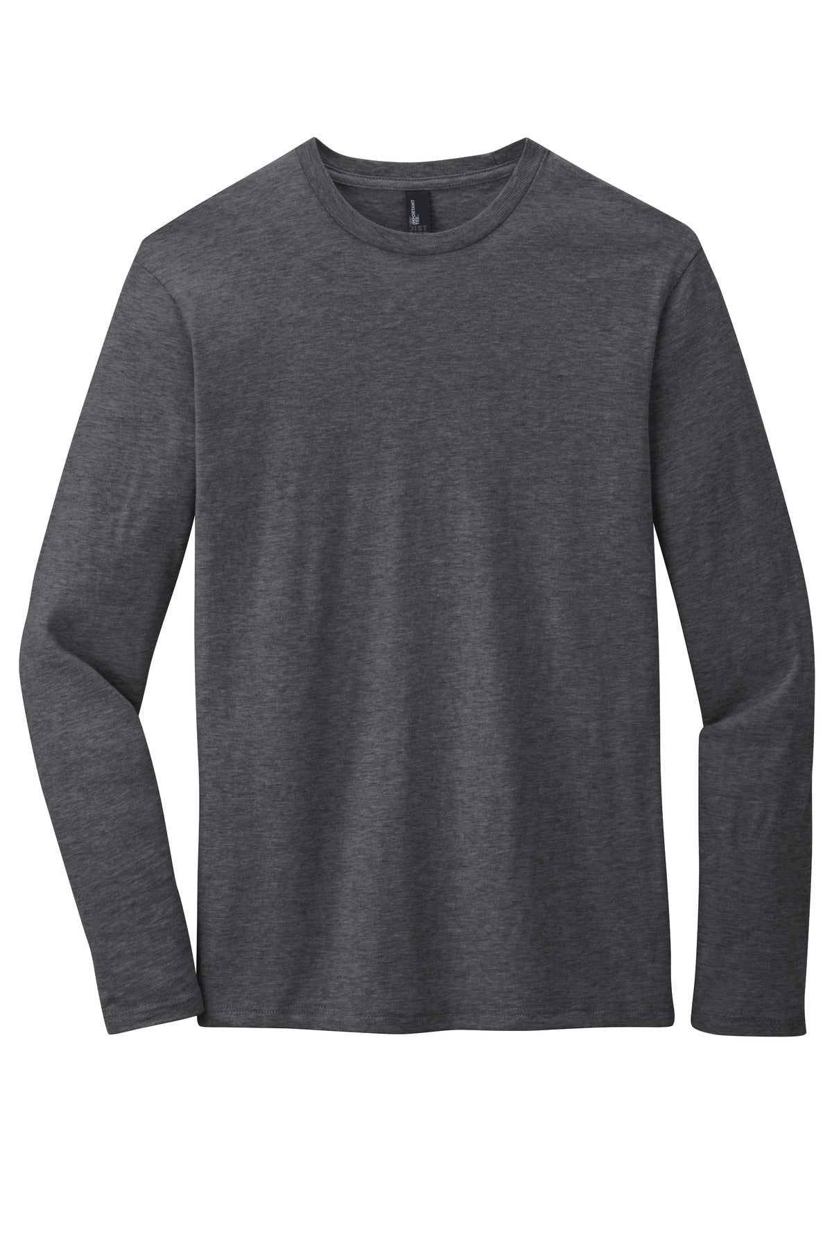 Front View of Heathered Char District Very Important Tee Long Sleeve. DT6200