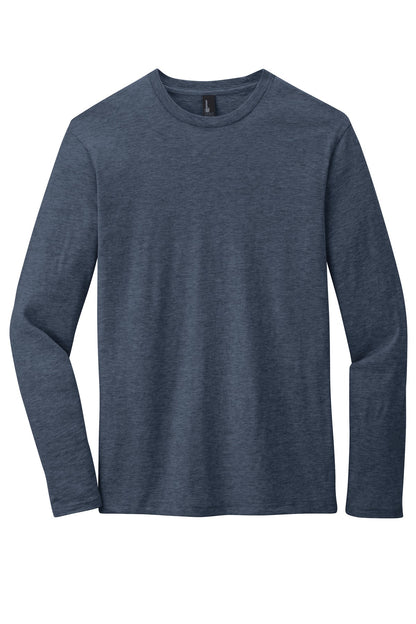 Front View of Heathered Navy District Very Important Tee Long Sleeve. DT6200