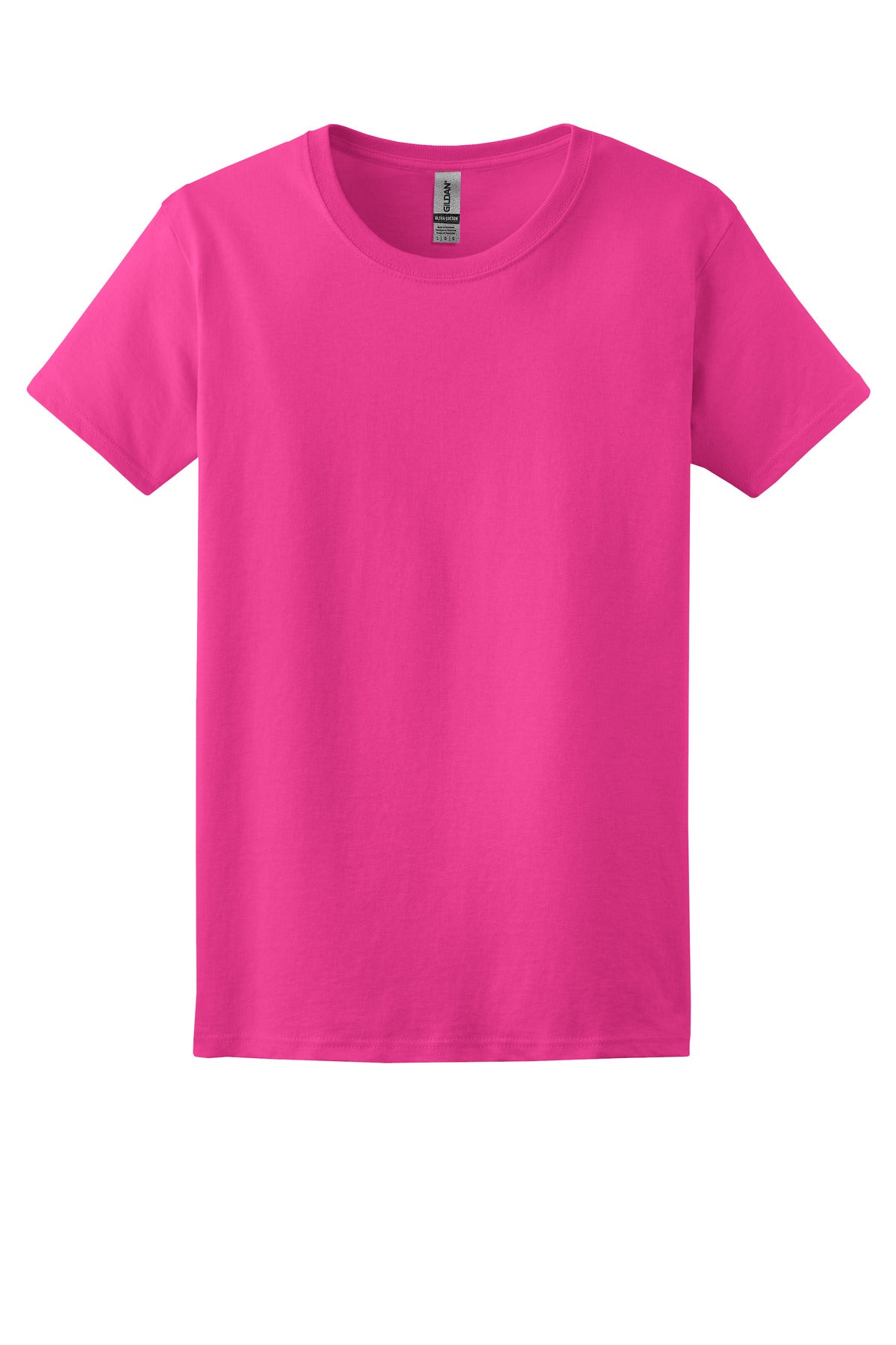 Front View of Heliconia Gildan Women's Ultra Cotton 100% US Cotton T-Shirt. 2000L