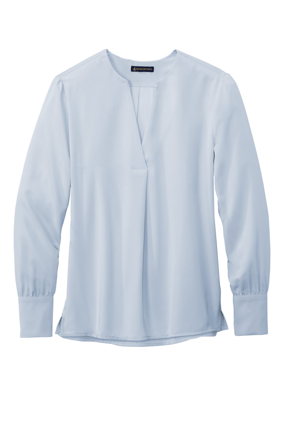 Front View of HeriBlue Brooks Brothers Women's Open-Neck Satin Blouse BB18009