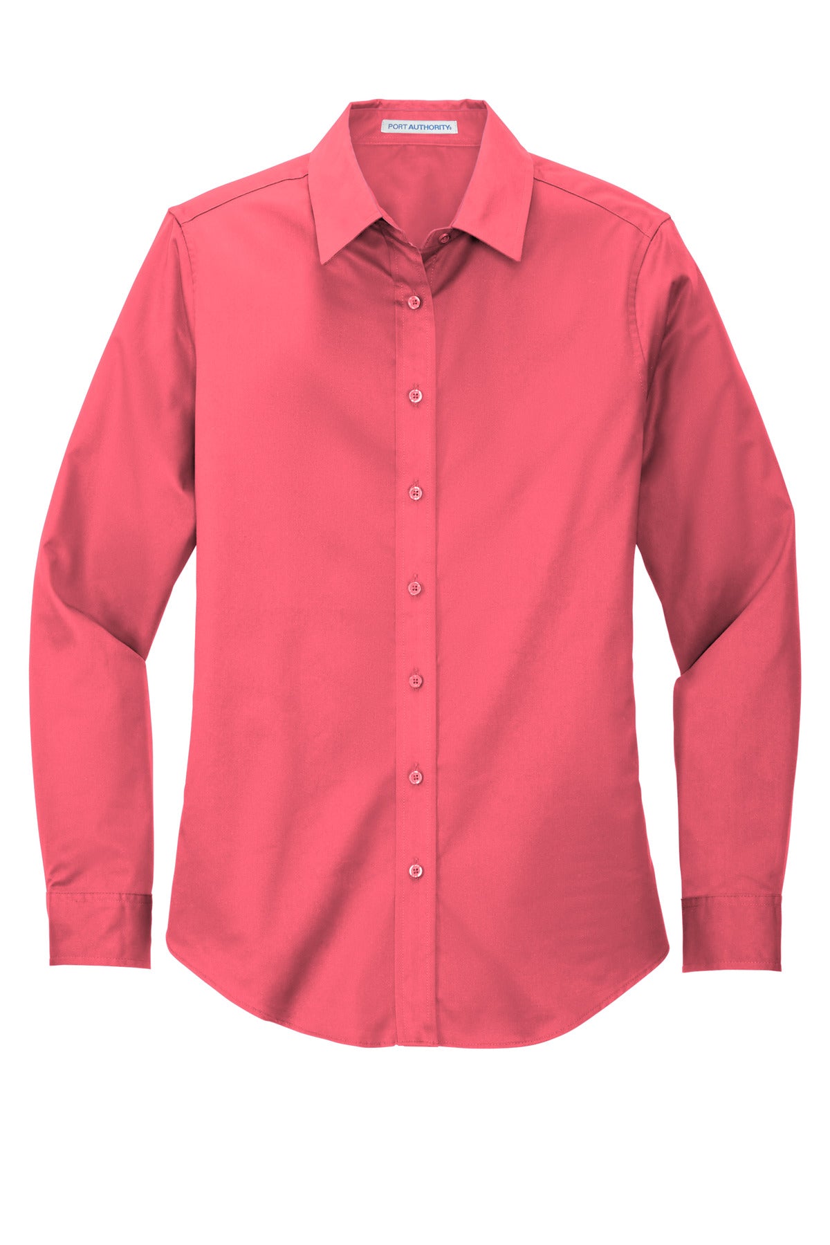Front View of Hibiscus Port Authority Women's Long Sleeve Easy Care Shirt. L608