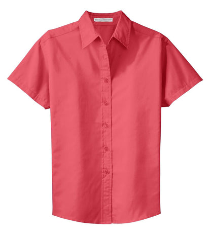 Front View of Hibiscus Port Authority Women's Short Sleeve Easy Care Shirt. L508