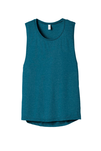 Front View of Ht Deep Teal BELLA+CANVAS Women's Flowy Scoop Muscle Tank. BC8803