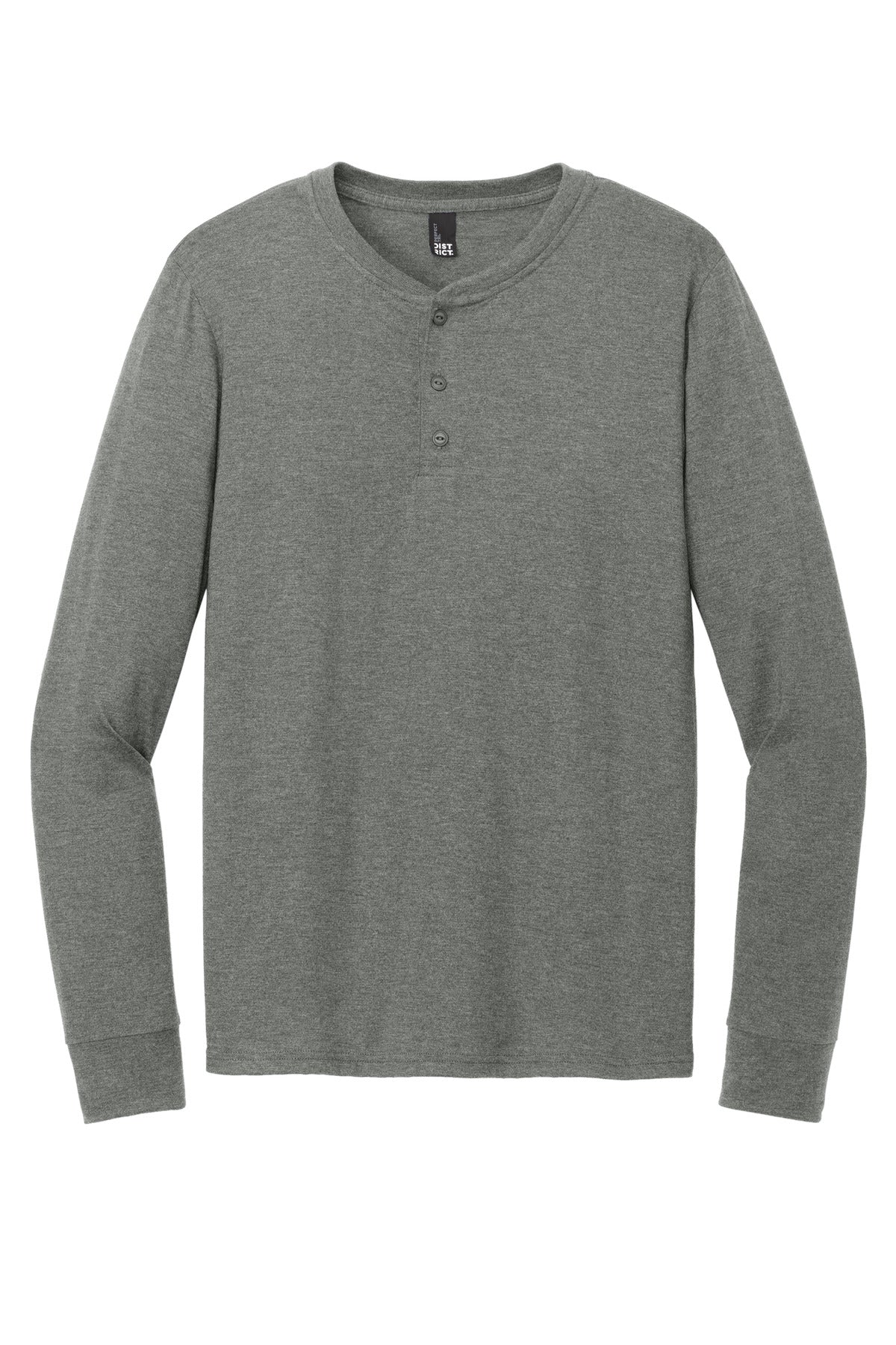 Front View of HtdChar District Perfect Tri Long Sleeve Henley DT145