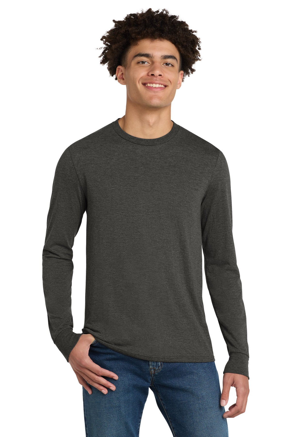 Front View of HtdChar District Perfect Tri Long Sleeve Tee . DM132