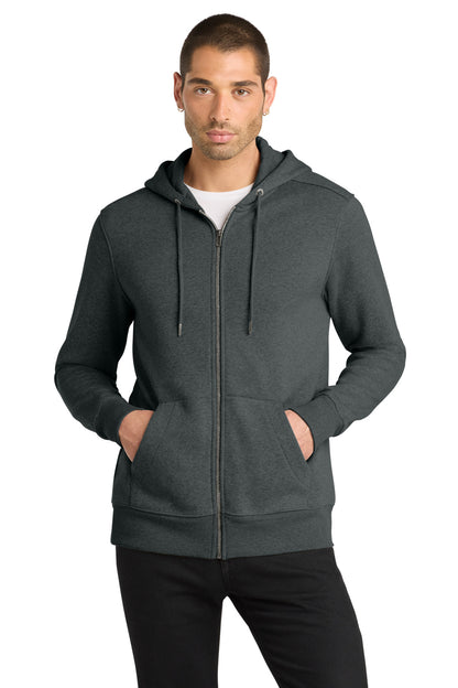 Front View of HtdChar District Perfect Weight Fleece Full-Zip Hoodie DT1103