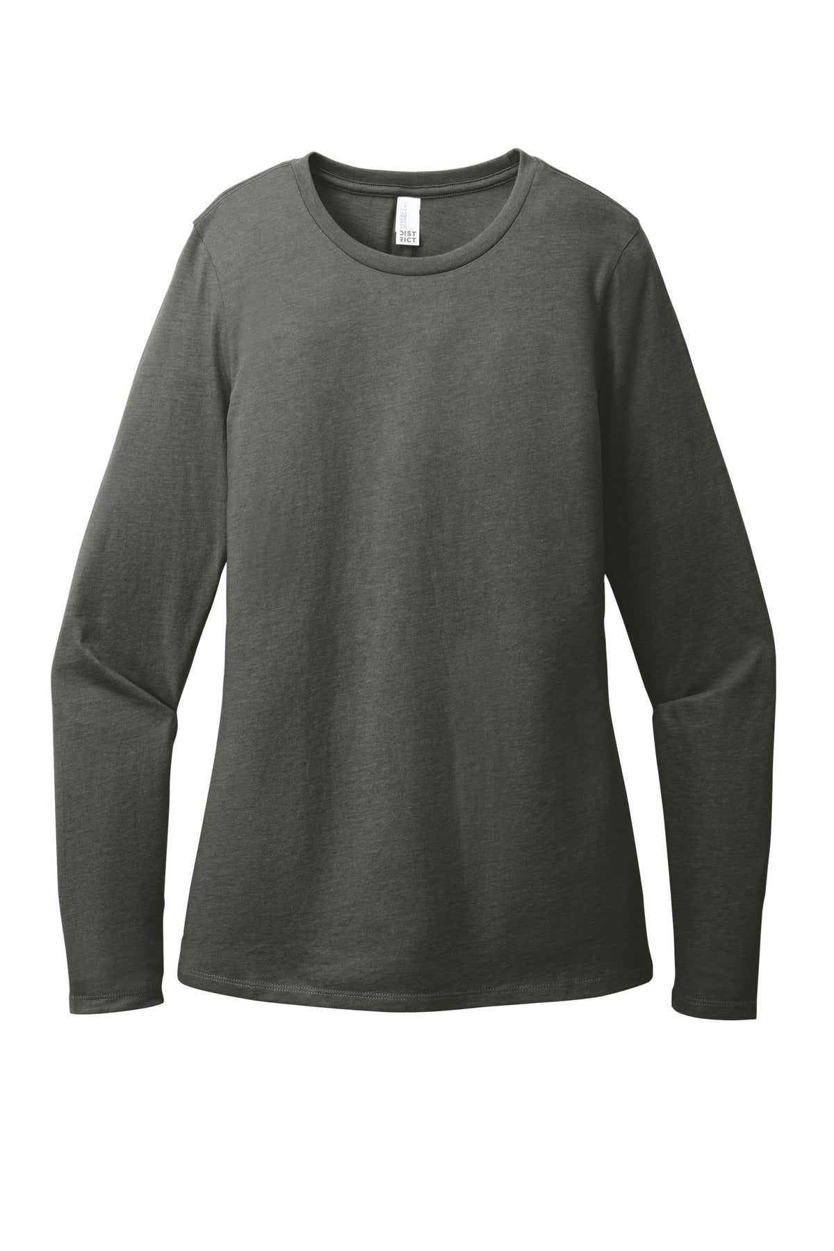 Front View of HtdChar District Women's Perfect Blend CVC Long Sleeve Tee DT110