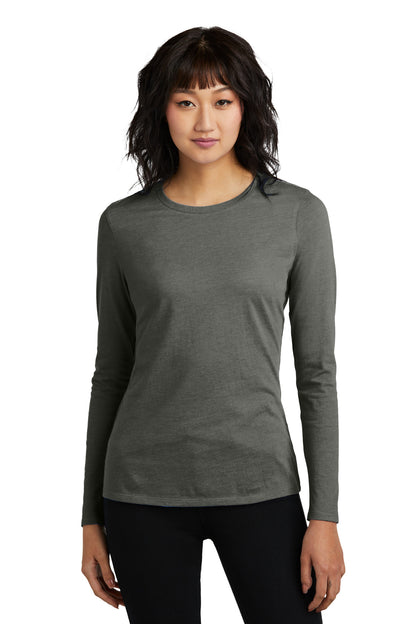 Front View of HtdChar District Women's Perfect Blend CVC Long Sleeve Tee DT110