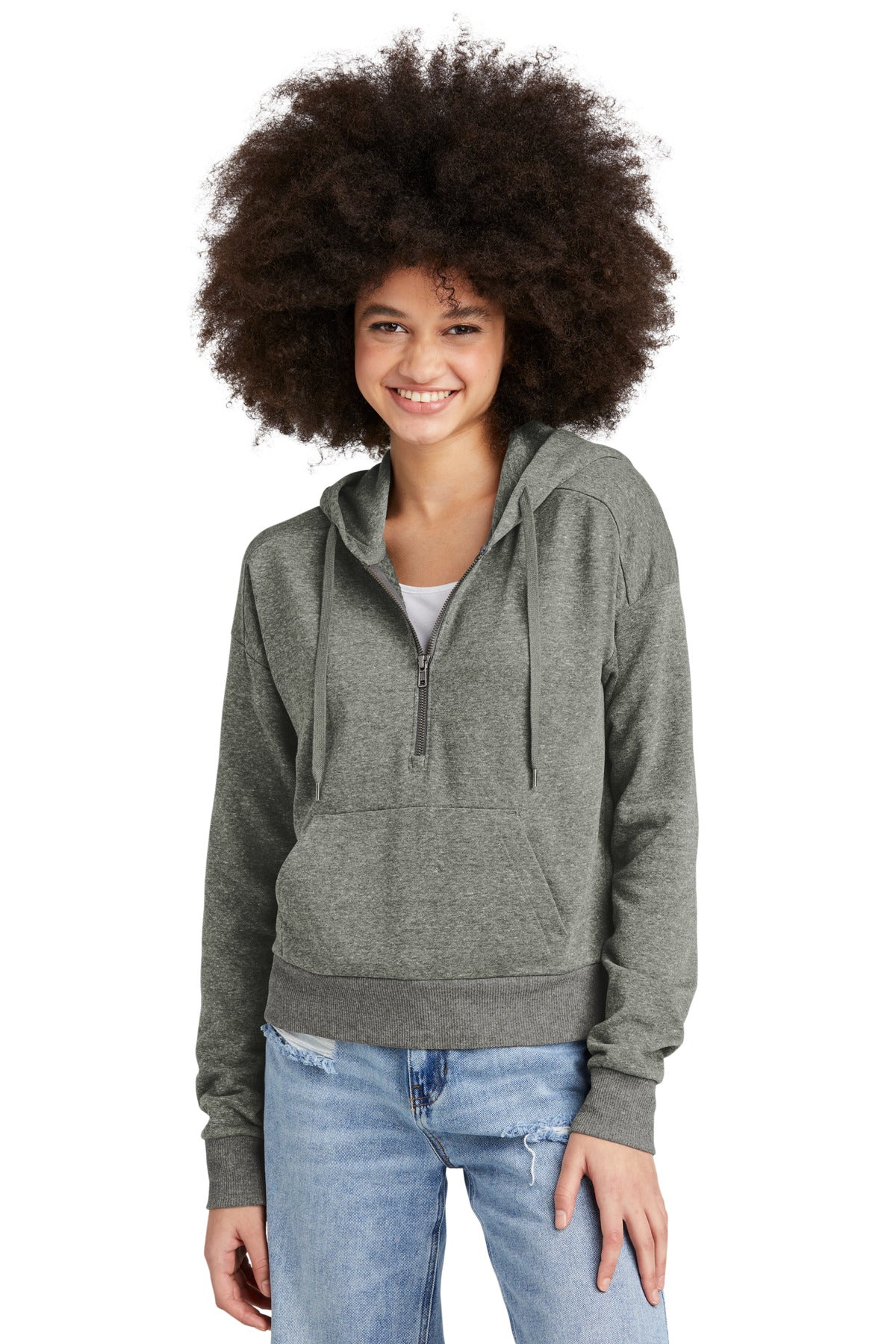 Front View of HtdChar District Women's Perfect Tri Fleece 1/2-Zip Pullover DT1311