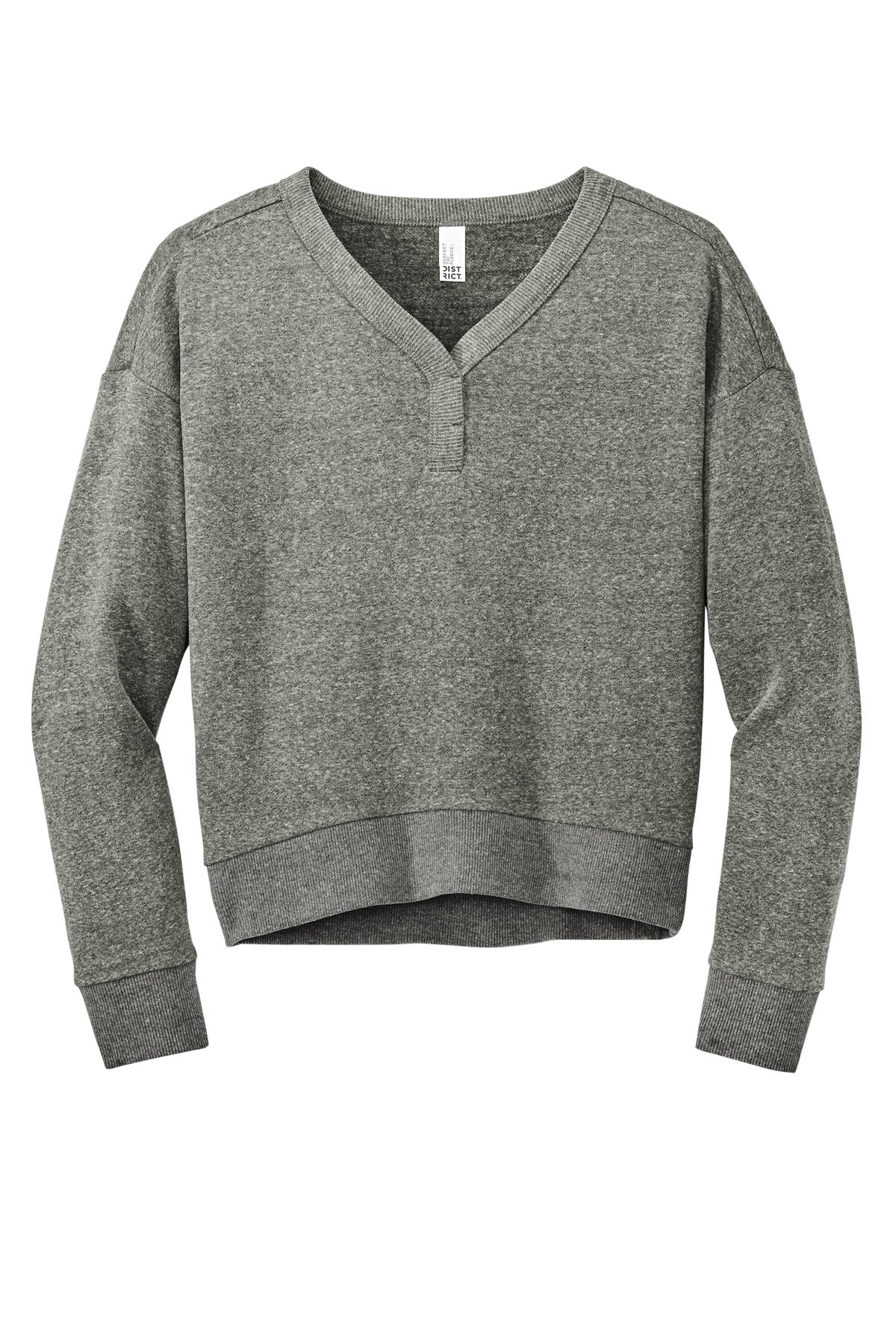 Front View of HtdChar District Women's Perfect Tri Fleece V-Neck Sweatshirt DT1312