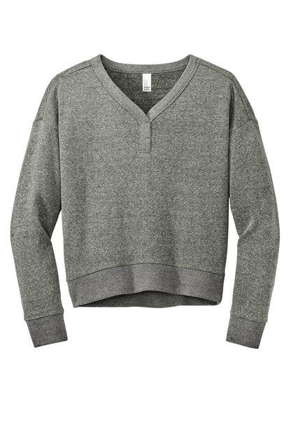 Front View of HtdChar District Women's Perfect Tri Fleece V-Neck Sweatshirt DT1312