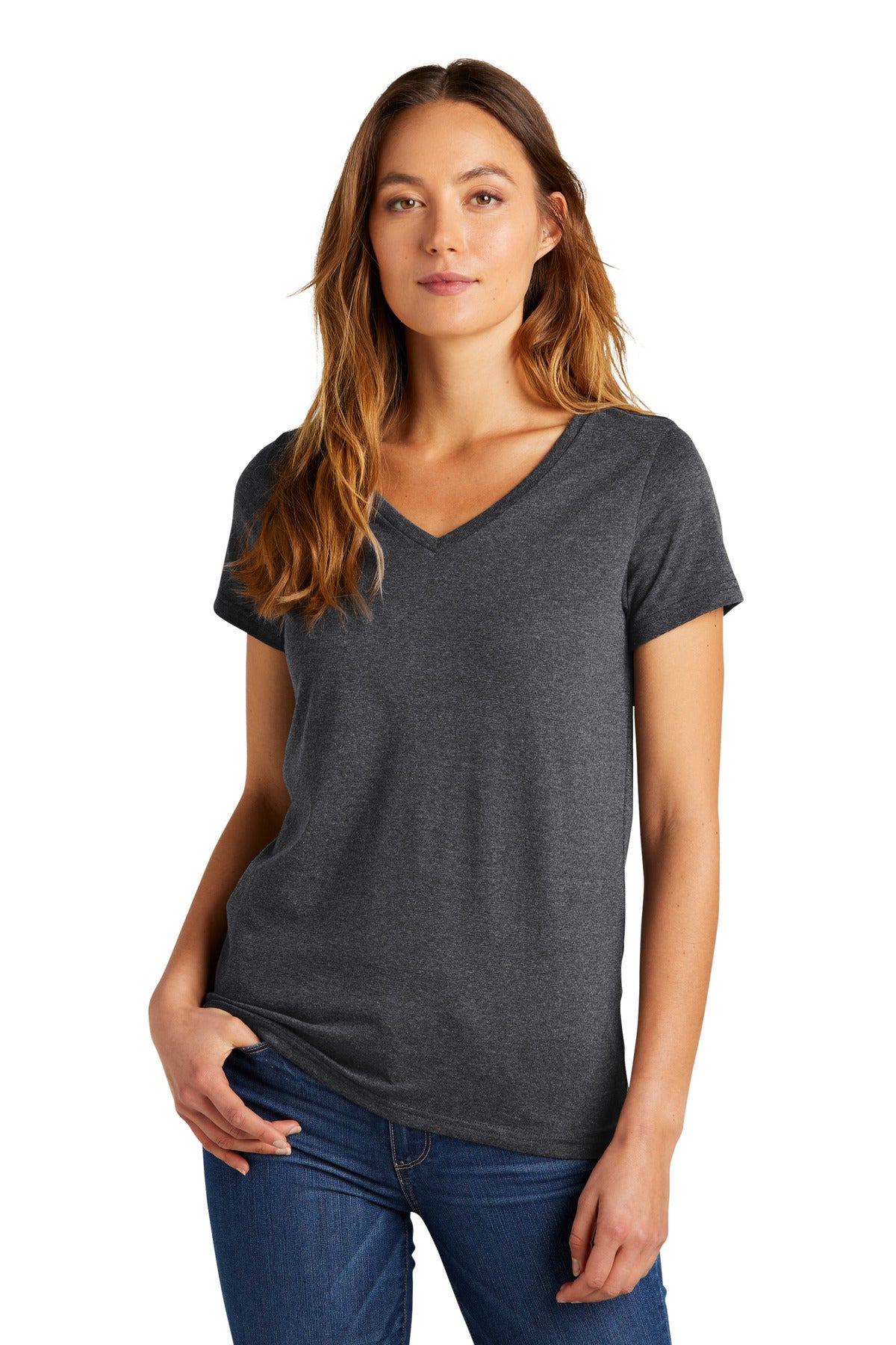 Front View of HtdChar District Women's The Concert Tee V-Neck DT5002