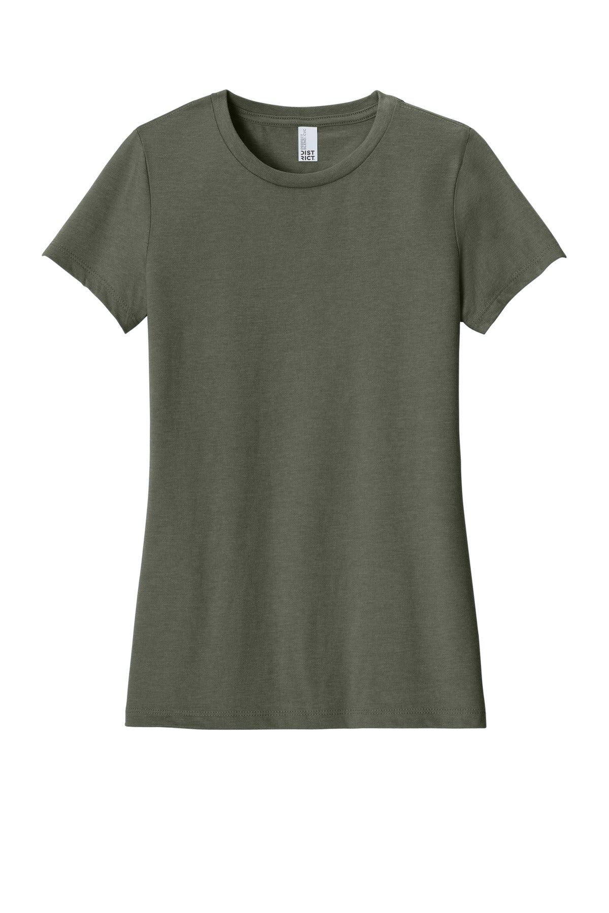 Front View of HtdOlive District Women's Perfect Blend CVC Tee. DM108L