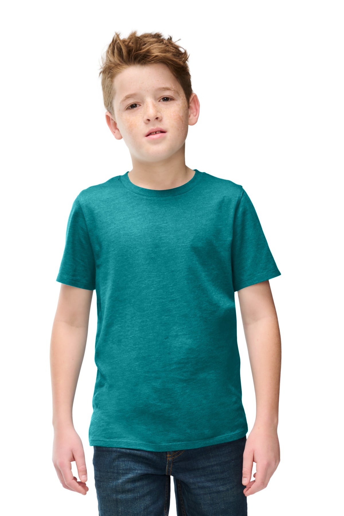 Front View of HtdTeal District Youth Perfect Blend CVC Tee DT108Y