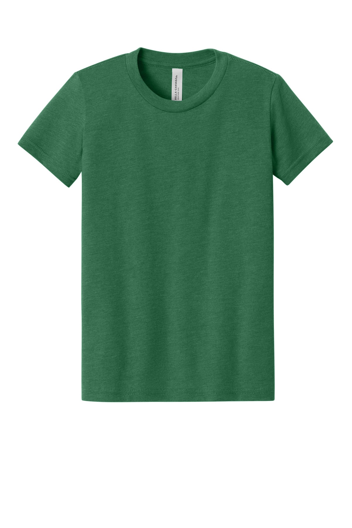 Front View of HtGrassGrn BELLA+CANVAS Youth Heather CVC Tee BC3001YCVC